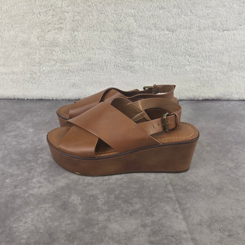 Indigo rd. Womens Tan Brown Crisscross Slingback Platform Wedge Sandals 6.5M